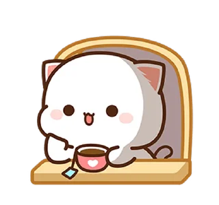 Telegram sticker ☕️ Peach Cat & Friends @PeachLovesGoma