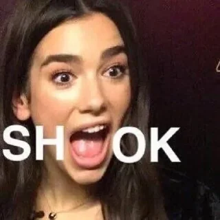 Telegram sticker 😱 Dua Lipa Reacts by @DUALIPABR