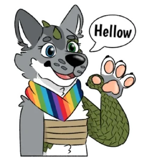 Telegram sticker 👋 Luna the Wolf-Iguana