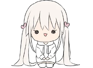 Telegram sticker 🙂 Hoodiegirl (White) chibi @jp_stickers