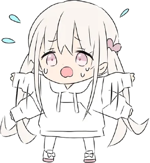 Telegram sticker 😤 Hoodiegirl (White) chibi @jp_stickers