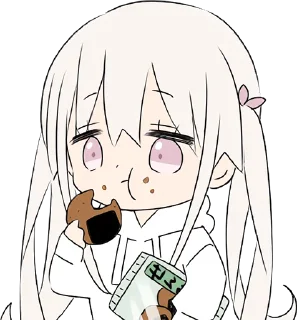 Telegram sticker 😋 Hoodiegirl (White) chibi @jp_stickers