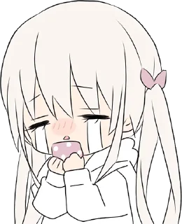Telegram sticker 😭 Hoodiegirl (White) chibi @jp_stickers