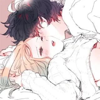 Telegram sticker ❤️ 🥰Anime Hugs→ @stickers_love_bot
