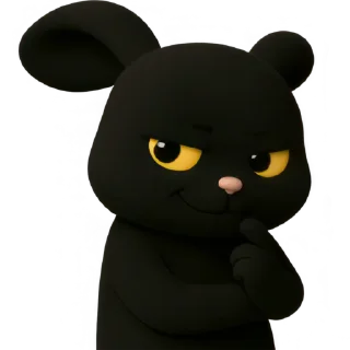 Телеграм стикер 😼 Чёрный кролик @Nyasticks
