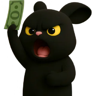 Телеграм стикер 🤑 Чёрный кролик @Nyasticks