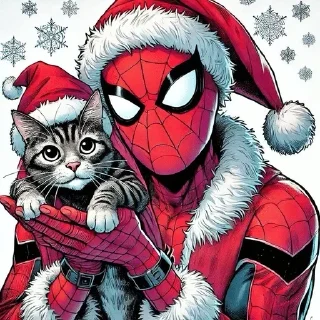 Telegram sticker 🕷️ Новогодний Человек Паук @ckladstikerov7