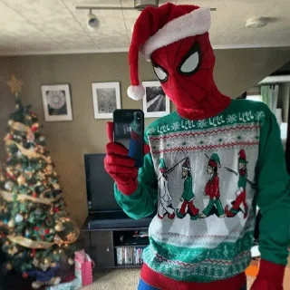 Telegram sticker 🕷️ Новогодний Человек Паук @ckladstikerov7