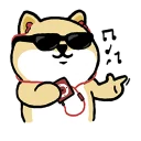Telegram sticker 🎧 little_fat_shibainu_full