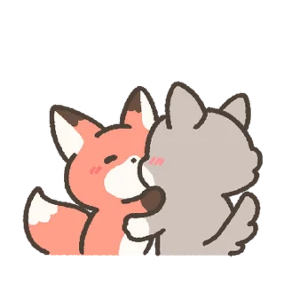 Telegram sticker 💬 커플 보송보송 빨강여우 By @KakaoEmoticon