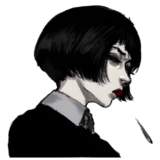 Телеграм стикер 😔 Грустная девочка @nyasticks