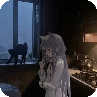 Telegram sticker 👍 Russian life with anime girls