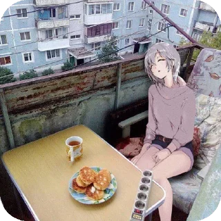 Telegram sticker 🍲 Russian life with anime girls
