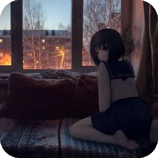 Telegram sticker 🛋 Russian life with anime girls
