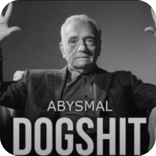 Telegram sticker ✋ absolutely miserable dogshit :: @fStikBot)
