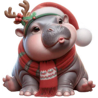 Telegram sticker 😘 Новогодний Бегемотик 2026 @Nyasticks