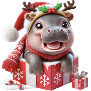 Telegram sticker 🎁 Новогодний Бегемотик 2026 @Nyasticks