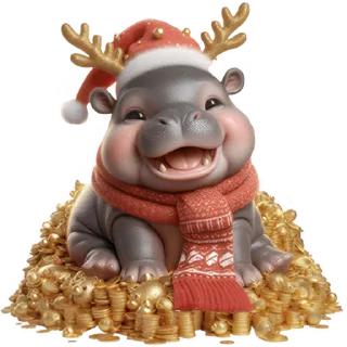 Telegram sticker 🤑 Новогодний Бегемотик 2026 @Nyasticks