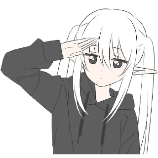 Телеграм стикер 🫡 Эльфийка в худи @Nyasticks