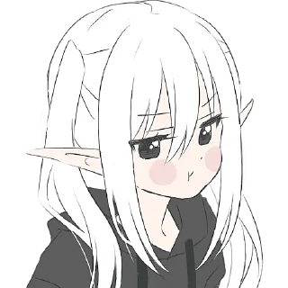 Телеграм стикер 😒 Эльфийка в худи @Nyasticks