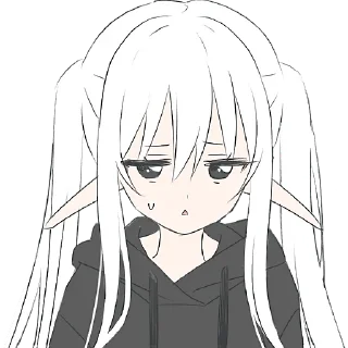 Телеграм стикер 😮‍💨 Эльфийка в худи @Nyasticks