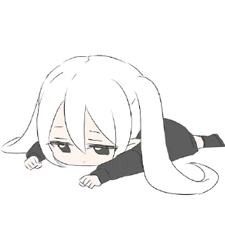 Телеграм стикер 🫠 Эльфийка в худи @Nyasticks