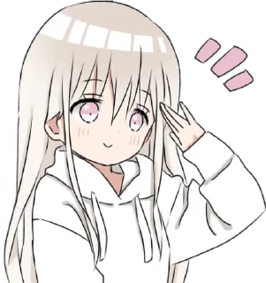 Telegram sticker 👌 hoodiegirl(White) • @punipuni_stickers