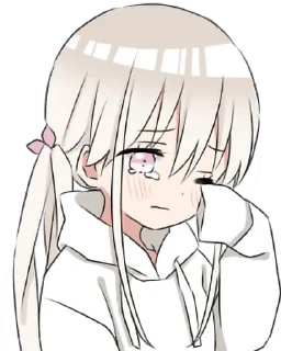 Telegram sticker 😢 hoodiegirl(White) • @punipuni_stickers