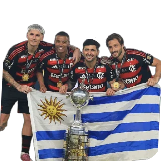 Telegram sticker 👥 É TETRA! ❤️🖤🏆🏆🏆🏆