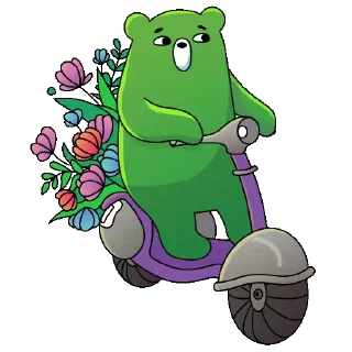 Video sticker 💐 Green Bear @stickerstgrm