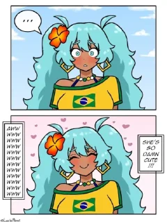 Телеграм стикер 😊 MIku Argentina y Brasileira ❤️🇦🇷🇧🇷❤️