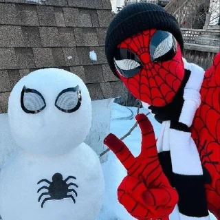 Telegram sticker 🕷️ Новогодний человек паук @zatmenienochi