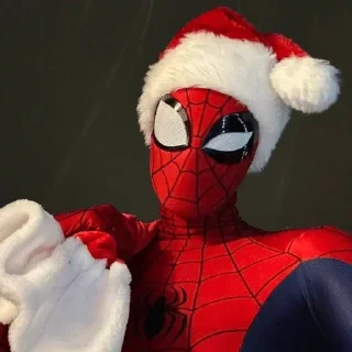 Telegram sticker 🕷️ Новогодний человек паук @zatmenienochi