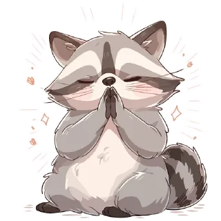 Telegram sticker 🙏 Енотики -> @cute_enot_art