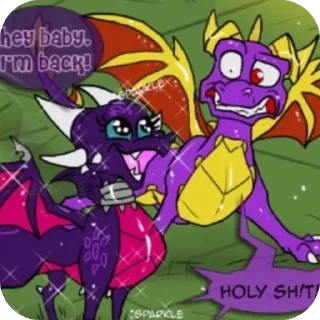 Telegram sticker 🫥 Spyro and Cynder meme
