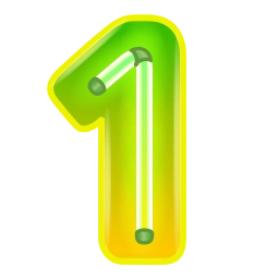 Sticker 1⃣ Glow Font | @Premium_Emojis_Telegram