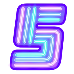 Sticker 5⃣ Glow Font | @Premium_Emojis_Telegram