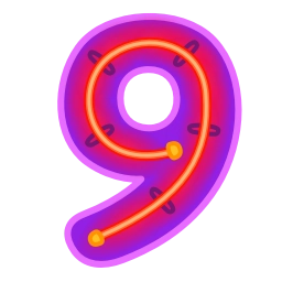 Sticker 9⃣ Glow Font | @Premium_Emojis_Telegram