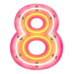 Sticker 8⃣ Glow Font | @Premium_Emojis_Telegram