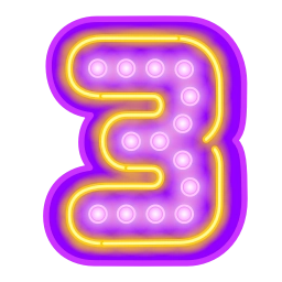 Sticker 3⃣ Glow Font | @Premium_Emojis_Telegram