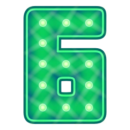 Sticker 6⃣ Glow Font | @Premium_Emojis_Telegram