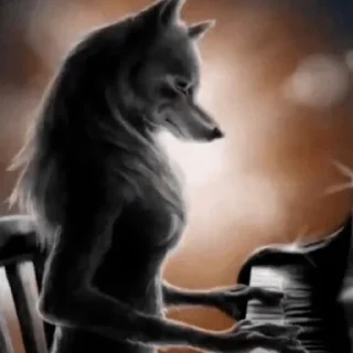 Телеграм стикер 🎹 sad wolf pack