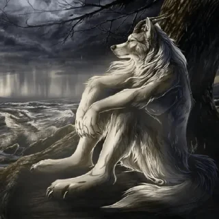 Sticker 🗿 sad wolf pack