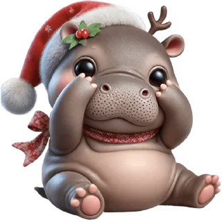 Telegram sticker 🫣 Новогодний Бегемотик 3 @Nyasticks