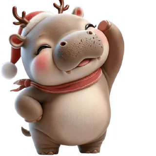 Telegram sticker ☺️ Новогодний Бегемотик 3 @Nyasticks