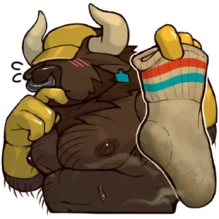 Telegram sticker 🧦 Hairy Bull by Rubber Bark