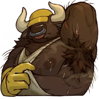 Telegram sticker 🥴 Hairy Bull by Rubber Bark