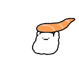 Sticker 💬 초밥을 못먹는데 만든 연어초밥티콘 2 By @KakaoEmoticon