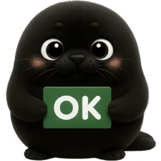 Telegram sticker 👌 Чёрный тюлень @Nyasticks