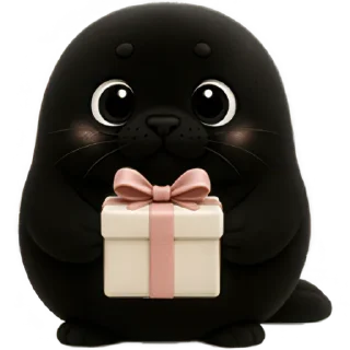 Telegram sticker 🎁 Чёрный тюлень @Nyasticks